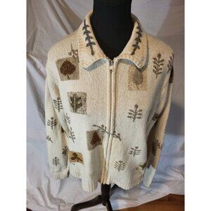 Nan Hadden Studio Wool Blend Full Zip Cardigan Sweater Size S